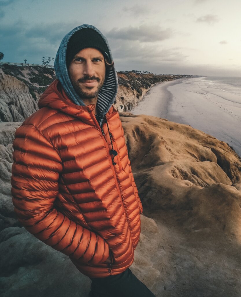 Abe Kislevitz posing on mountain in cold