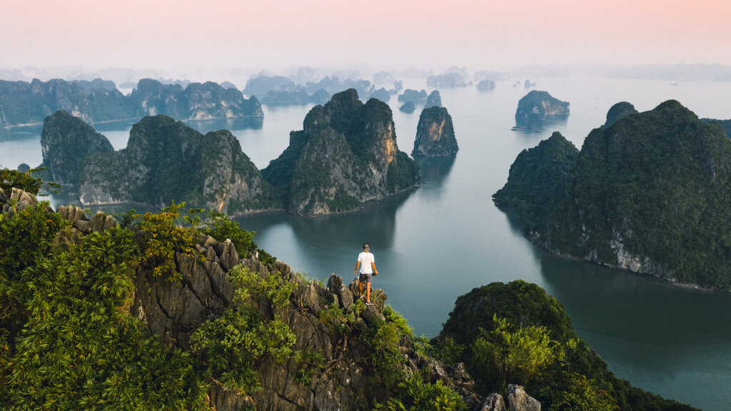 Kiril Dobrev standing on mountain overlooking the ocean